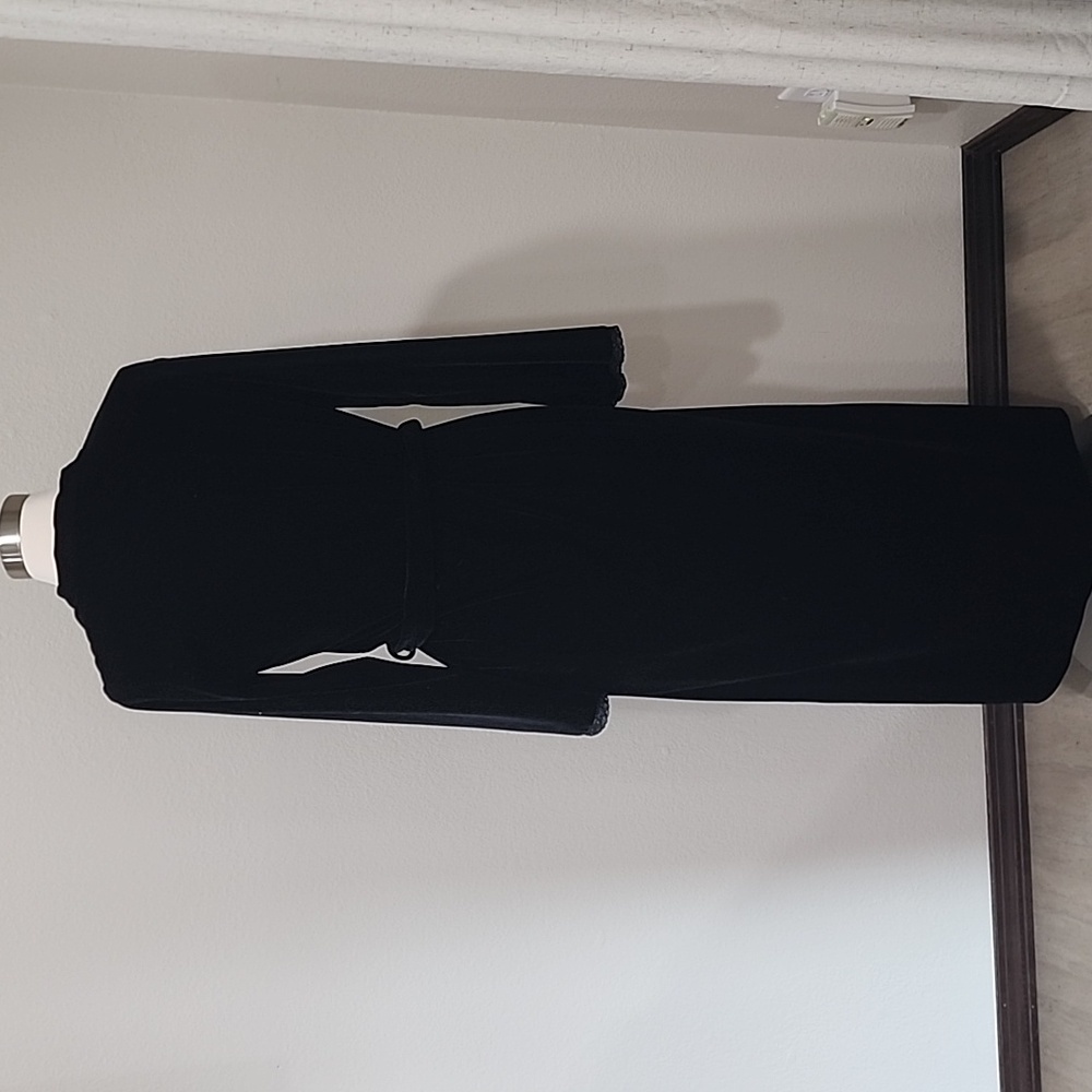 August Silk Velvet Robe Belt Tie Full Length Black Loungewear Women's size Small - Picture 6 of 8